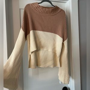 Bell sleeve color block sweater